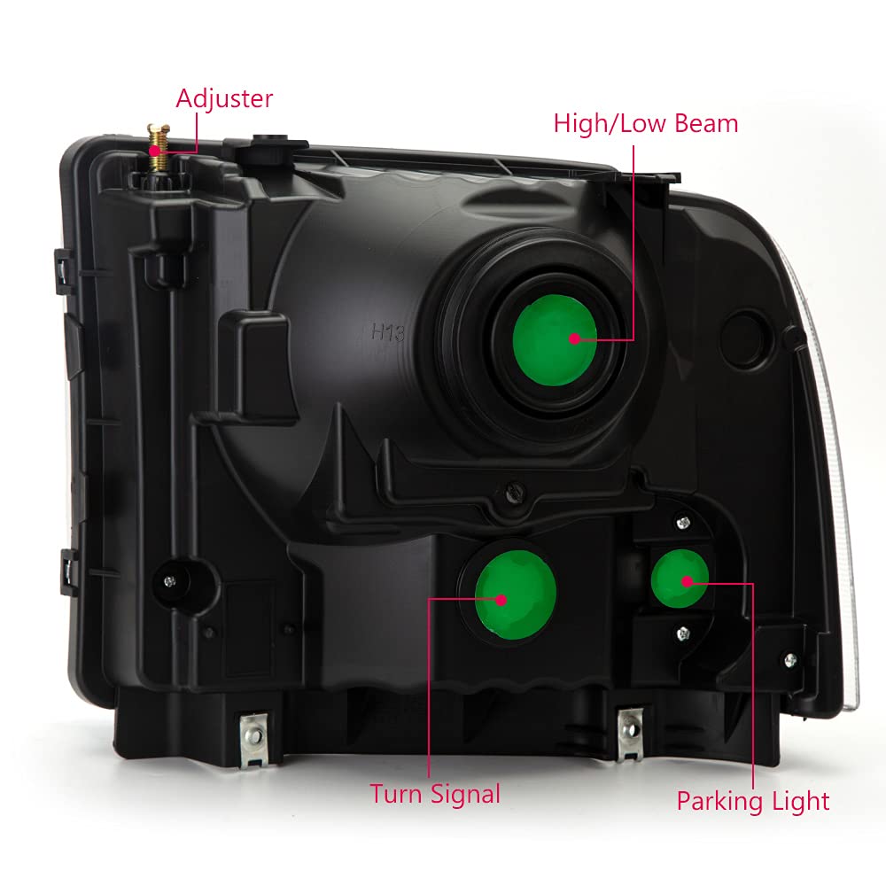 Grand Orange Headlights Assembly Compatible With 2005-2007 Ford F250 F350 F450 F550 Super Duty/Fit 2005 Ford Excursion Headlamp