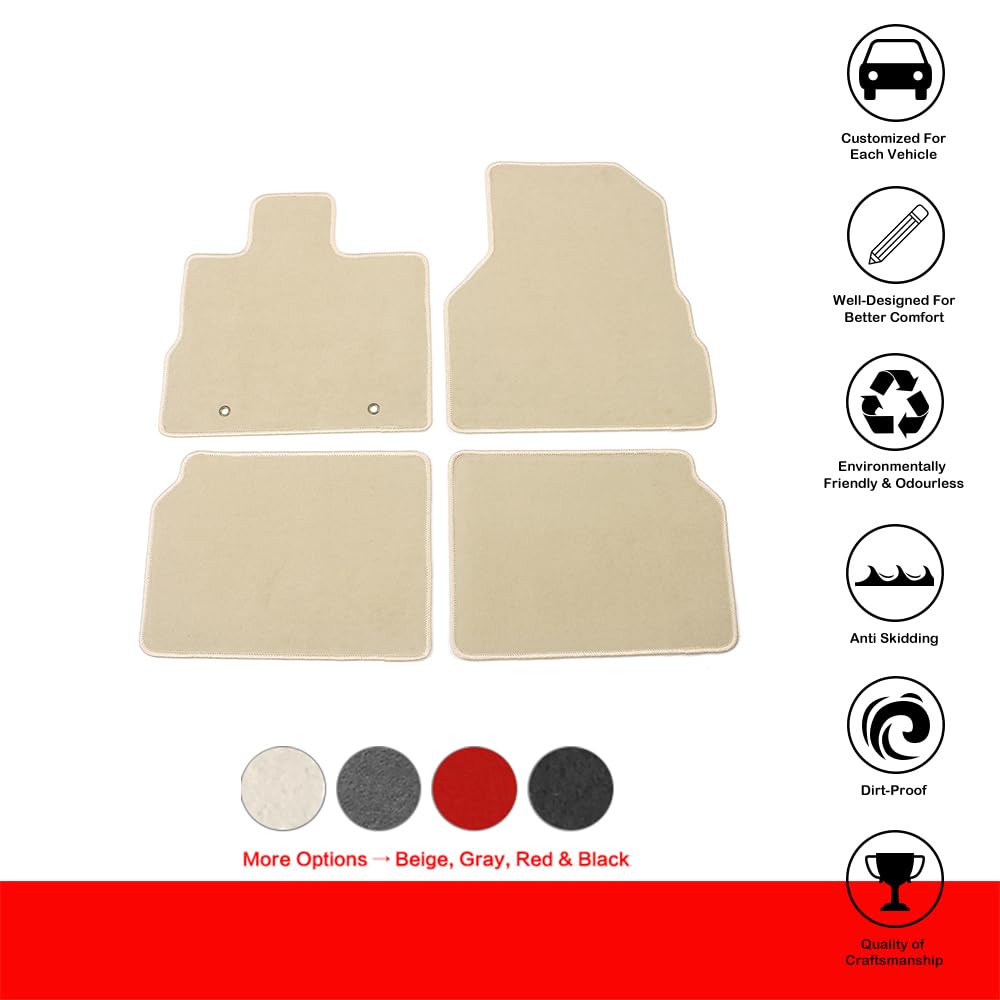 IKON MOTORSPORTS, Floor Mats Compatible with 2010-2017 Chevrolet Equinox, Factory Fitment Beige Nylon Front & Rear Car Floor Mat
