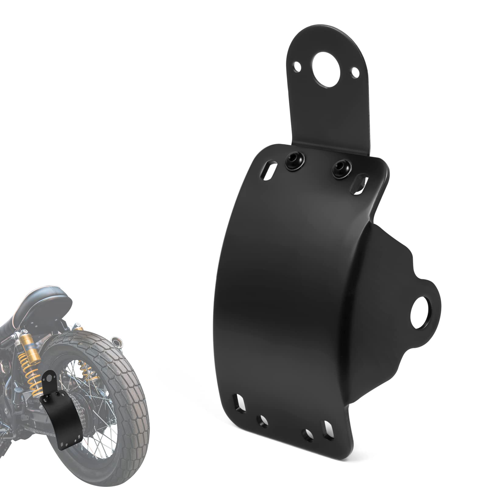 Amazicha Side Mount License Plate Bracket Curved 3/4 Inch Axle Hole Compatible For Harley Touring Sporster Bobber Choppers