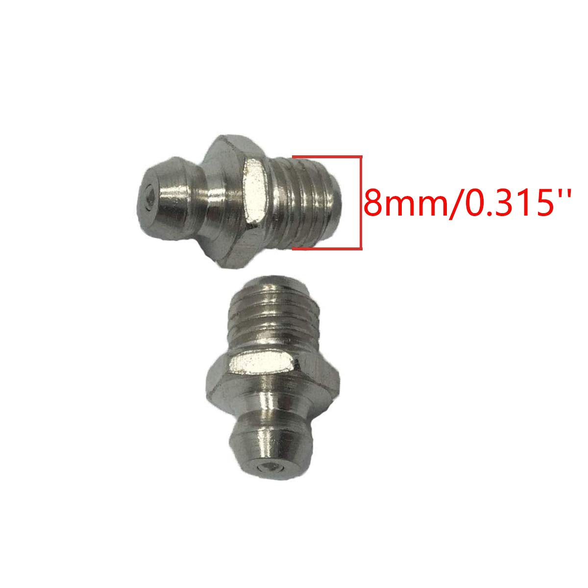 Comok Hydraulic Grease Fitting Kit, 20Pcs M8 Male Thread Straight Zerk Grease Nipple Accessories, Silver Tone