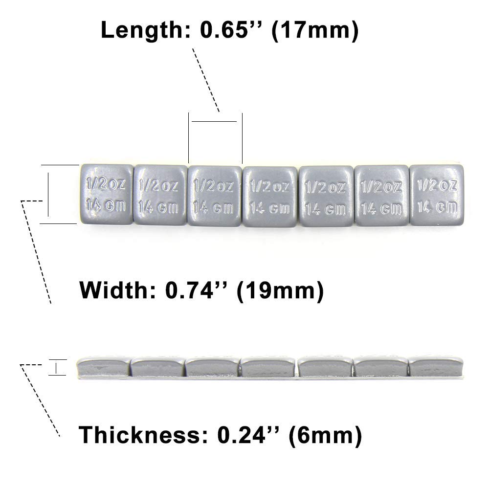 CKAuto Grey Adhesive Stick On Wheel Weights, 1/2oz (126pcs), OE Quality, 63oz/4lb Box - Perfect for Tire Balancing