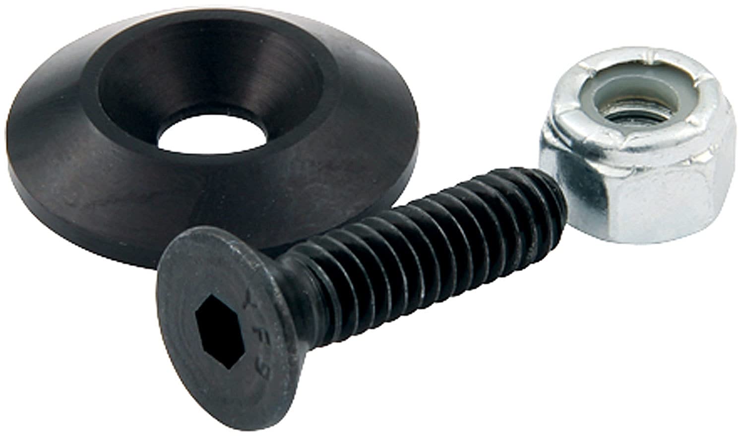 Allstar Performance All18635 Black 1/4'' X 1'' Countersunk Bolt Kit With 1-1/4'' Od Washer, (Set Of 10)