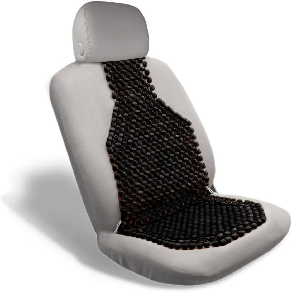 Vaygway Beaded Seat Cushion Car Driver Seat Cover With Durable & Double Strung Natural Wood Beads- Cooling Comfort Ventilated Massaging Support Cushion For Auto Cars (1 Pack Black)