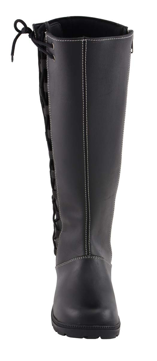 Milwaukee Leather MBL9370 Women's Black 17-Inch Lace Side Leather Boots with Contrast White Stitching - 6
