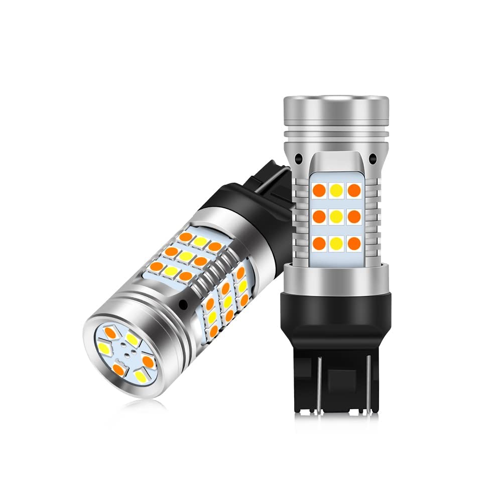 7443 Led Bulbs Built In Resistor Error Free Canbus, Amber Turn Signal Light White Side Light, 7444NA T20 7441 7505 W21W 12V 360 