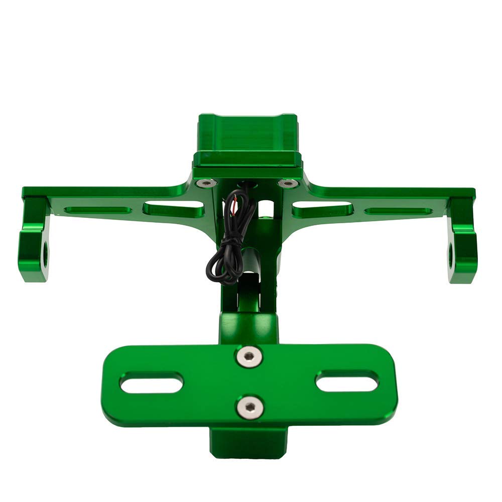 TESWNE Universal Motorcycle LED Light Rear License Plate Holder Adjustable Fender Eliminator Bracket for Yamaha for Kawasaki for