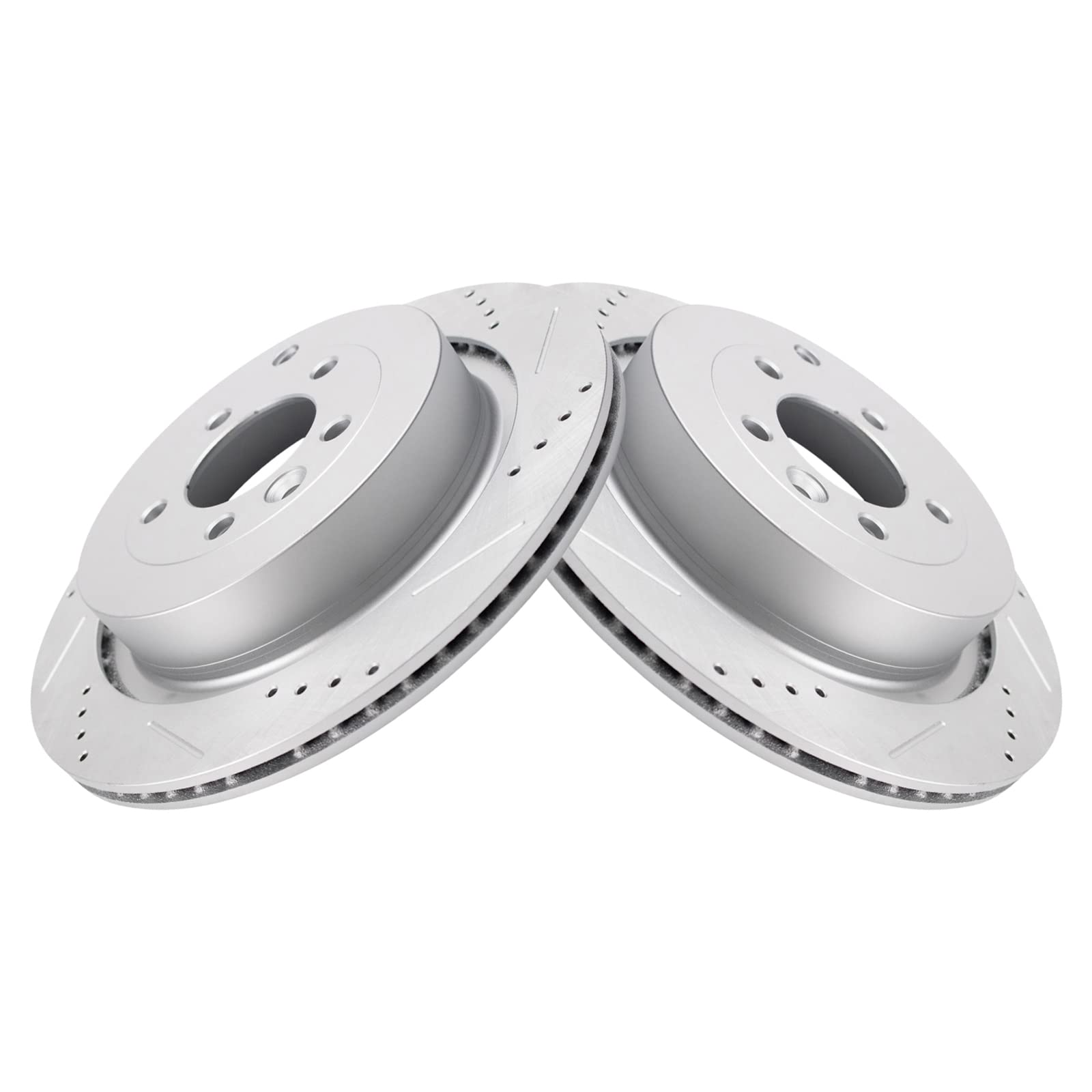 Trq Rear Performance Brake Rotors Set Premium G-Coated Cross Drilled & Slotted Compatible With 2005-2009 Land Rover Lr3 2010-201