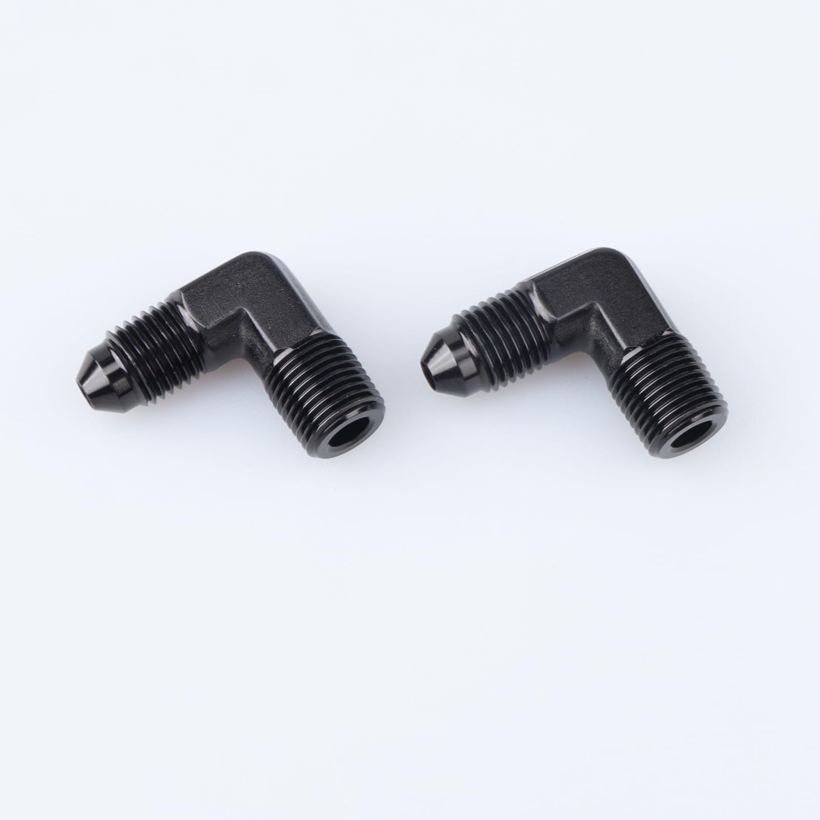 Ac Performance 90 Degree Elbow -3 An Male To 1/8'' Npt Male Fitting Adapter Connector Aluminum Black, Pack Of 2