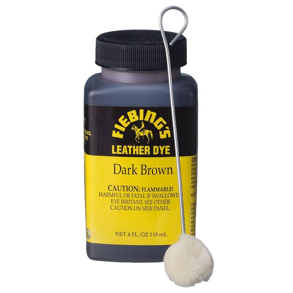 Fiebing's Leather Dye (4 Fl Oz, Dark Brown) - Alcohol-Based, Penetrating, Permanent Dye for Shoes, Boots, Belts, Bags, Furniture