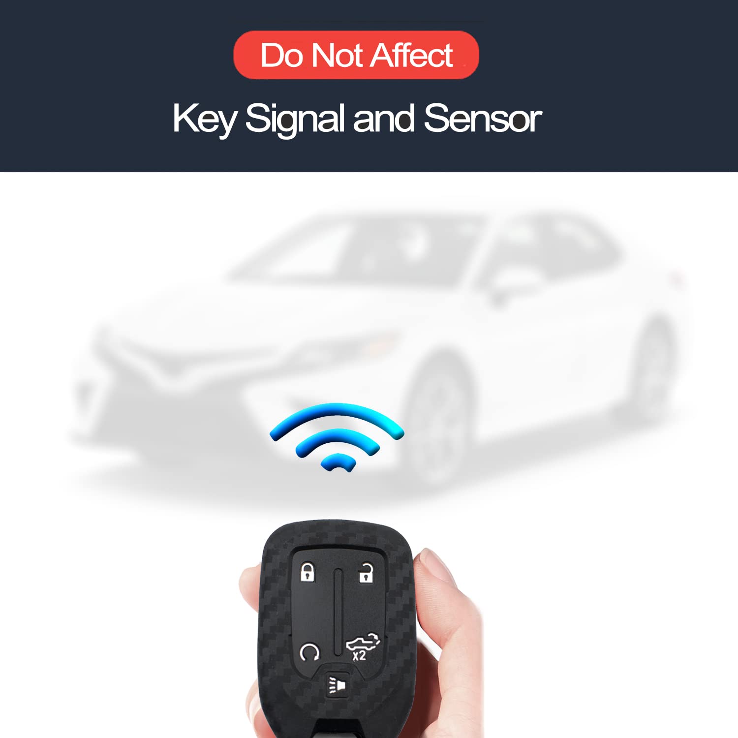 Infipar 2Pcs Compatible With Chevy Chevrolet Silverado Gmc Sierra 1500 2500 Hd 3500 Hd 1500 Limited Silicone Key Fob Case Cover Protector, Truck Accessories Fob Holder (5-Button, Carbon Fiber Black)