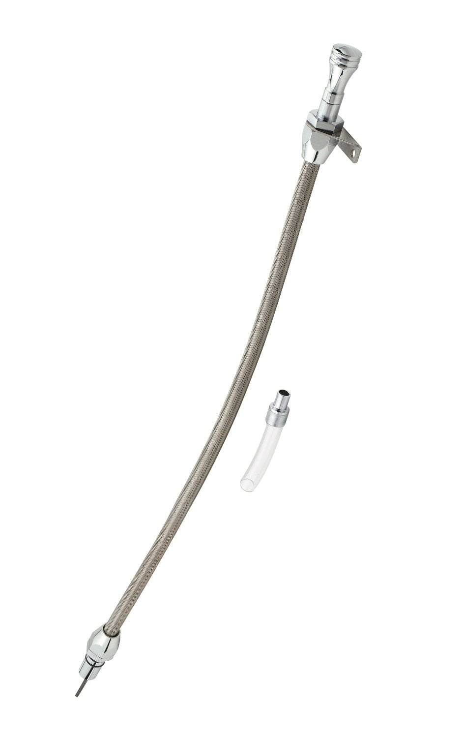 Mr. Gasket 9703G Polished Aluminum/Braided Stainless Steel Dipstick For Gm Turbo 350
