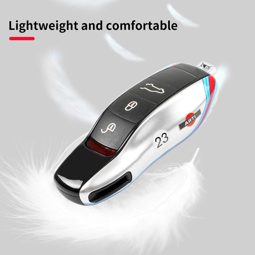 Limbqs Car Key Protection Keychain, Key Cover Comptatible With Porsche Cayenne Panamera 911 (Old Silver)