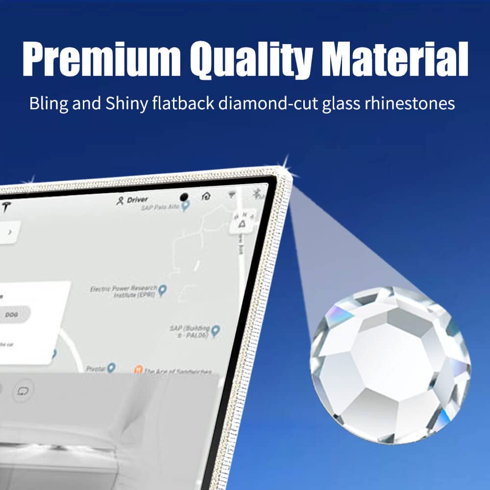 Yeapop Bling Bling Rhinstones Screen Protector For Tesla Model 3 2017-2023 And Model Y, Sparkly Center Console Accessories For 3
