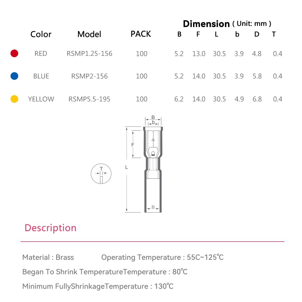 Hks 60 Pcs Heat Shrink Female Bullet Connector - Yellow 12-10 Awg - Electrical Wire Connectors Kit - Tinned Copper - Automotive