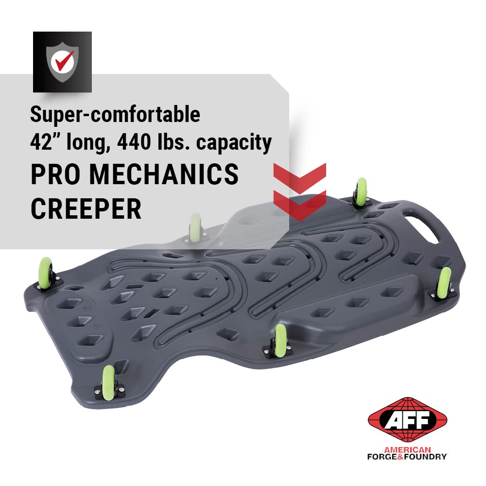 AFF Viking Mechanic's Creeper - Low Profile Ergonomic Design with Padded Headrest - Heavy Duty