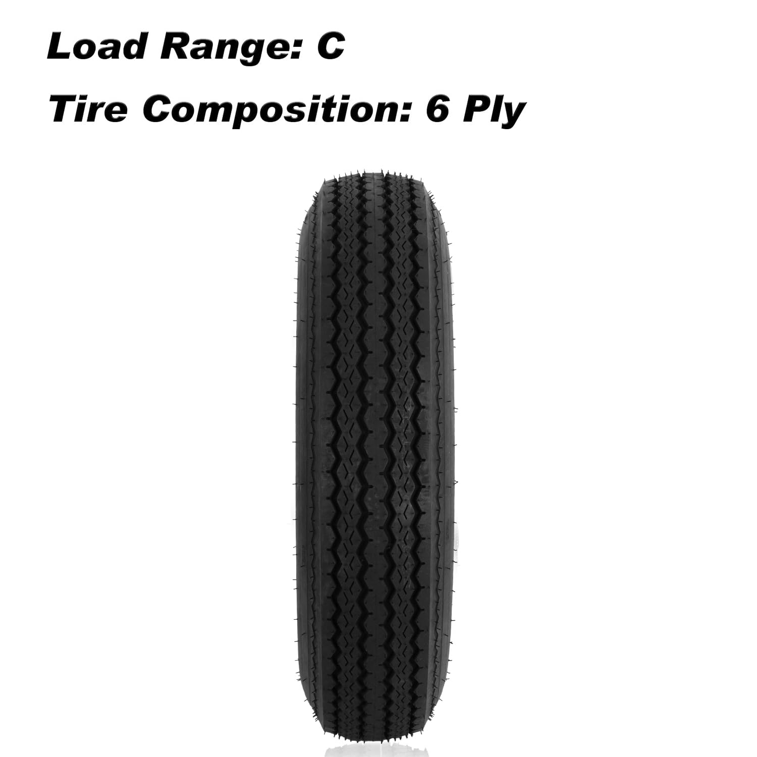 YUANXING 530-12 5.30-12 5.30 x 12 Trailer Tire on 12 '' White Rims - 5 Lug on 4-1/2 '' Wheel - Load Range C