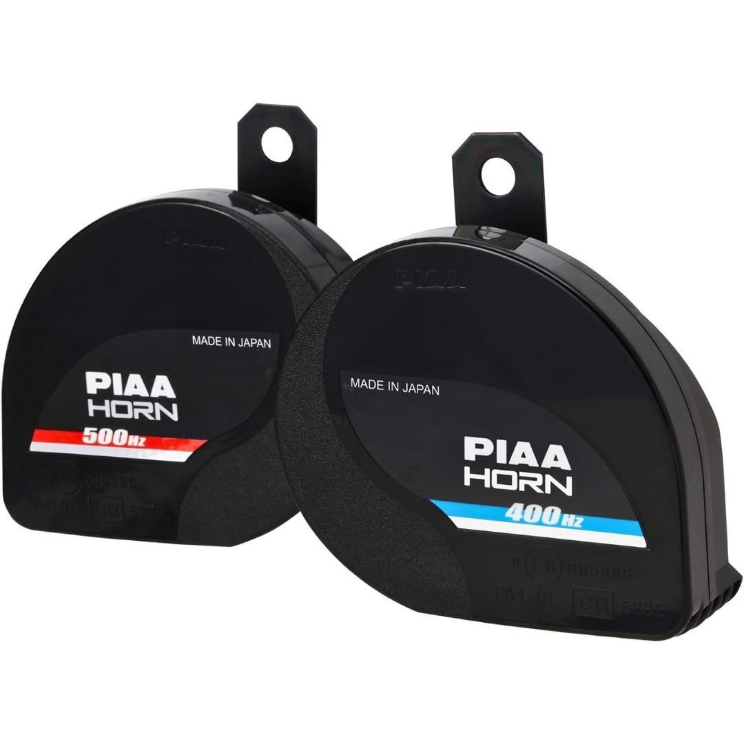 Piaa 85114 Slim Line 112Db 400Hz and 500Hz Twin Tone Sports Horn Kit for All Vehicles, Black