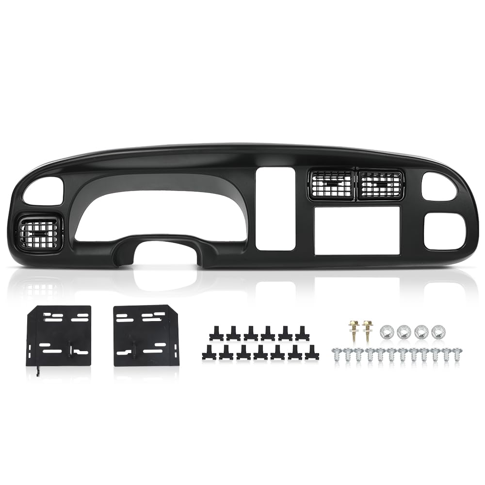 Pit66 Black Dash Board Bezel Cover With Vent Compatible With Dodge Ram 1500 1998-2001/Fit Dodge Ram 2500 3500 1998-2002 Car Radi