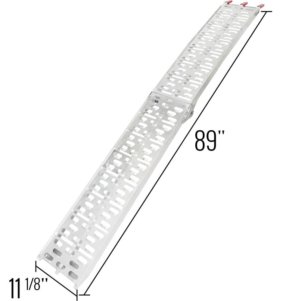Black Widow Afp-9012-2 Aluminum 7' 6'' Arched Atv Ramps For Pickup Truck Bed, Lightweight, Portable And Folds To 45 L, Anti-Slip