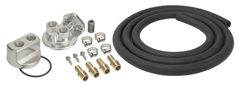 Derale Remote Oil Filter, Single Filter, 3/4-16 in Thread Adapter, 10 ft Hose, 3/4-16 in Thread Housing, Fittings/Hardware, Univ