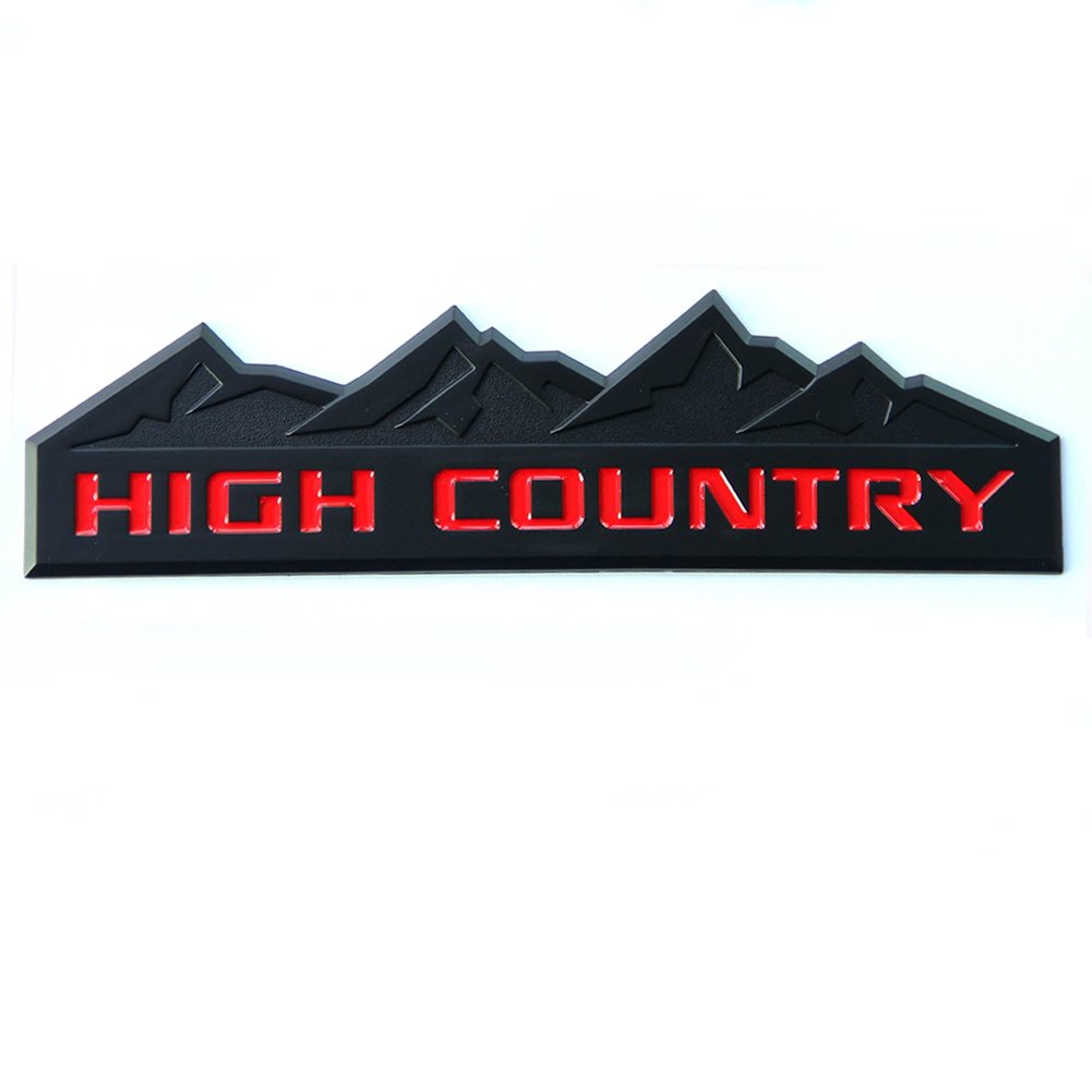 Yoaoo 3X Genuine Black High Country Emblem Badges Door Tailgate 3D Nameplate For Silverado 1500 2500Hd Sierra 3500Hd Oem Red