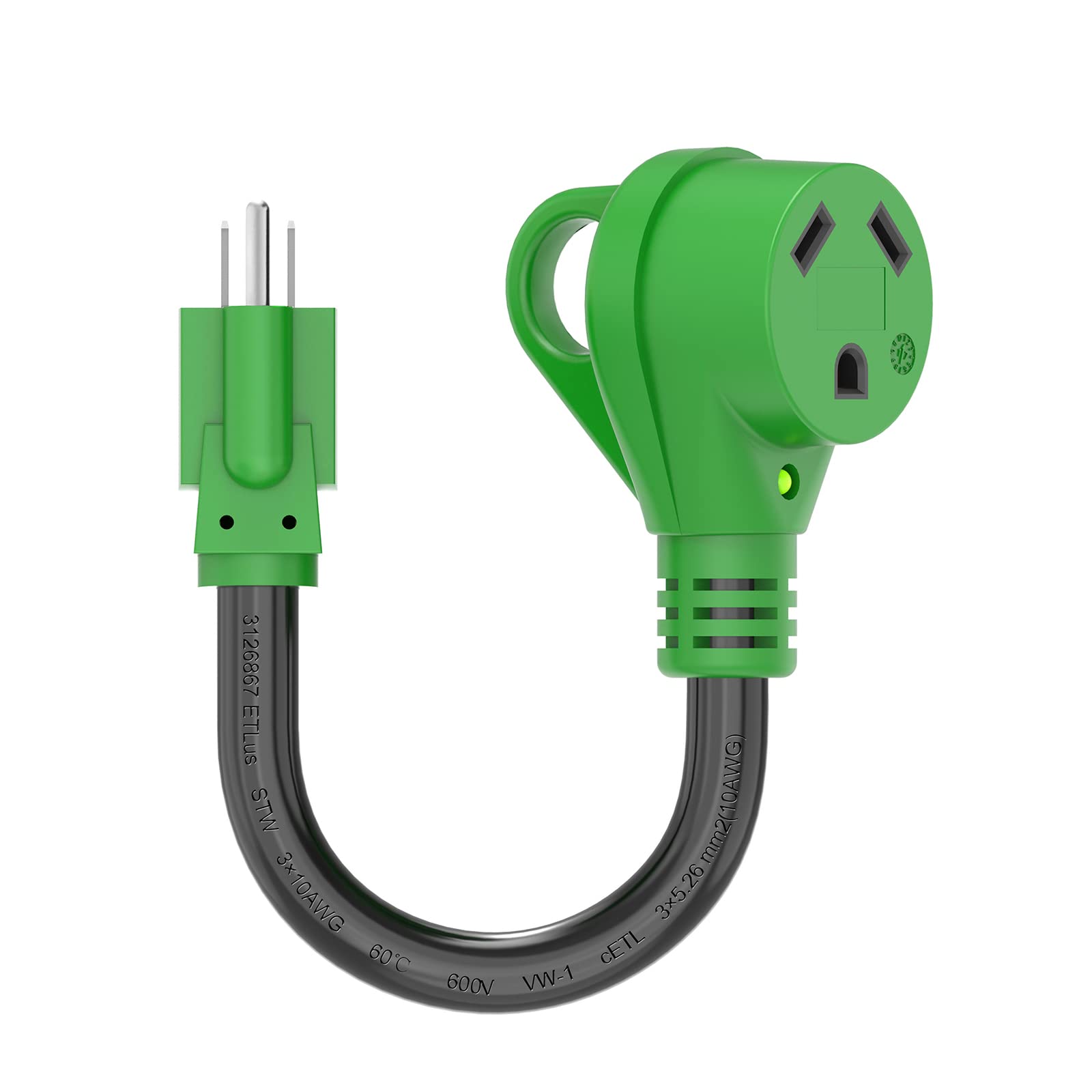 Rvguard 30 Amp To 110 Volt Rv Adapter Cord 12 Inch, Nema 5-15P To Nema Tt-30R Electrical Power Adapter With Led Power Indicator,