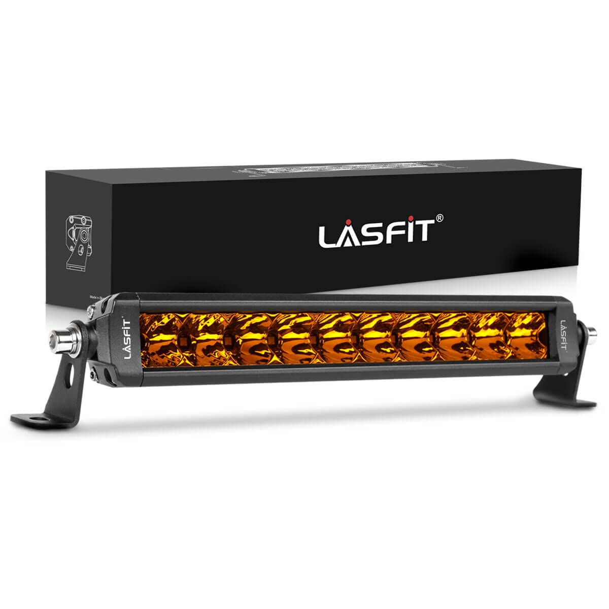 Lasfit 12 Inch Amber Light Bar, Ip67 Waterproof Led Light Bar, Single Row Yellow Led Bar, Off Road Light Bar For Foggy/Night Dri