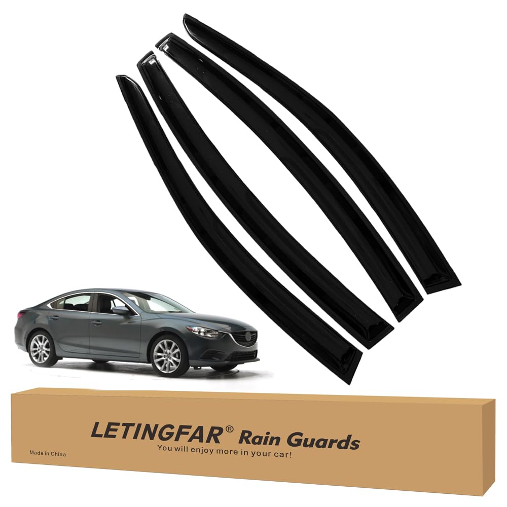 LETINGFAR Window Visors Rain Guards for Mazda 6 2014 2015 2016 2017 2018 2019 2020 2021 Accessories, Wind Deflectors Vent Shades