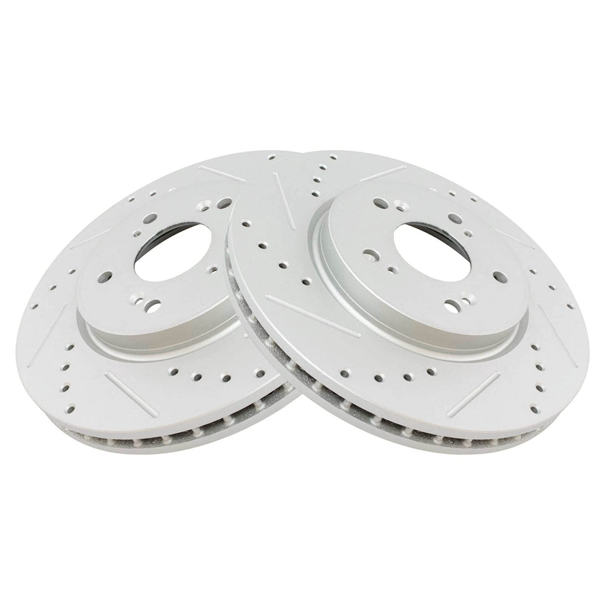 Trq Front Performance Brake Rotors Set Premium G-Coated Cross Drilled & Slotted Compatible With 2007-2012 Acura Rdx 2010-2011 Ho