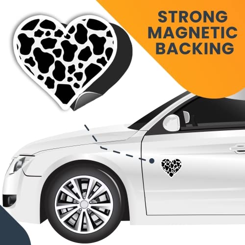 Magnet Me Up Cow Print Heart Magnet Decal, 5 Inches, Heavy Duty Automotive Magnet For Car Truck Suv, Fridge, Whiteboards, Any Ma
