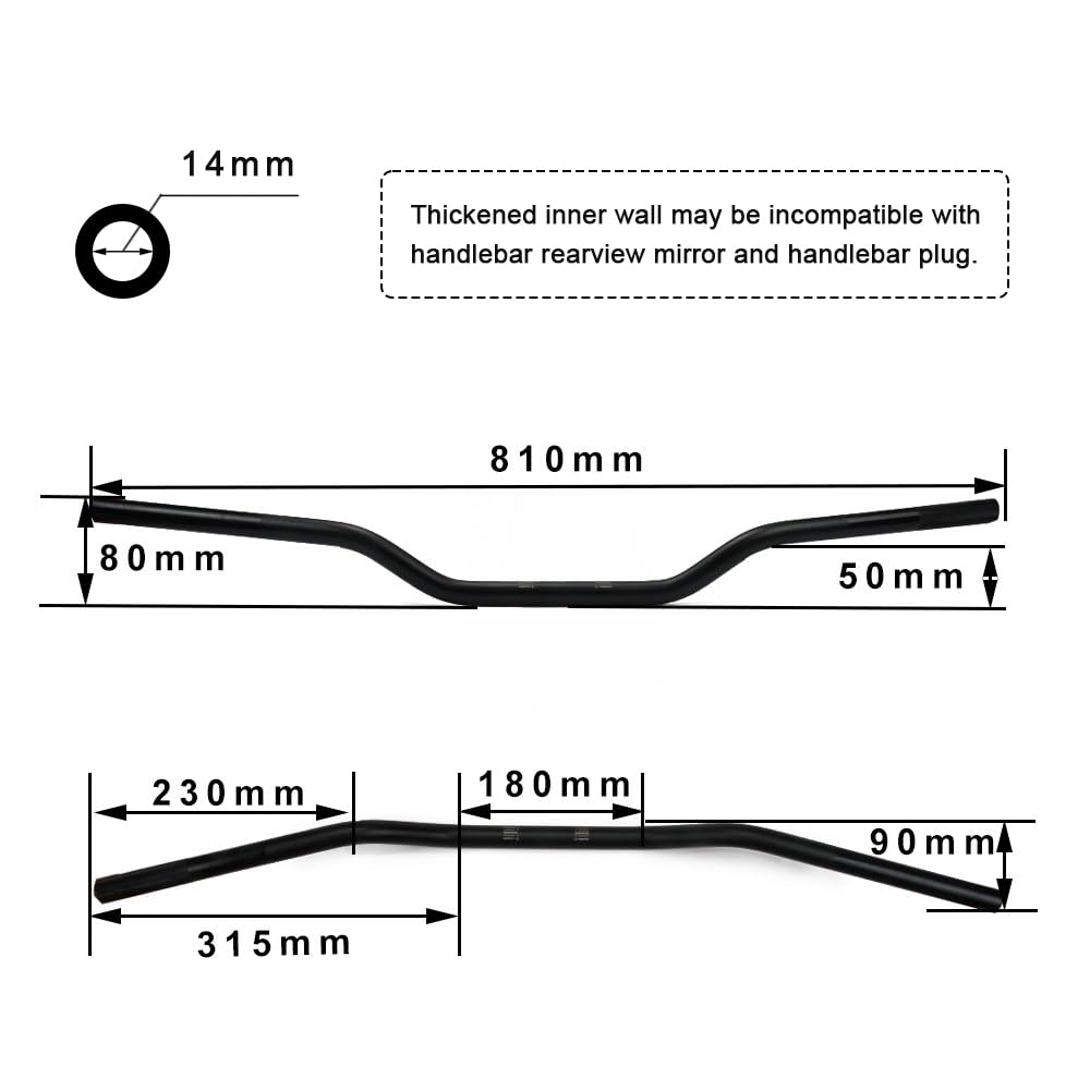 Ustpo Motorcycle Handlebar 7/8' 22Mm Cafe Racer Handlebars Low Rise Drag Bars Universal For Cafe Race Bobber Motocross Dirt Pit Bike Atv Ebike Mini Bike Black