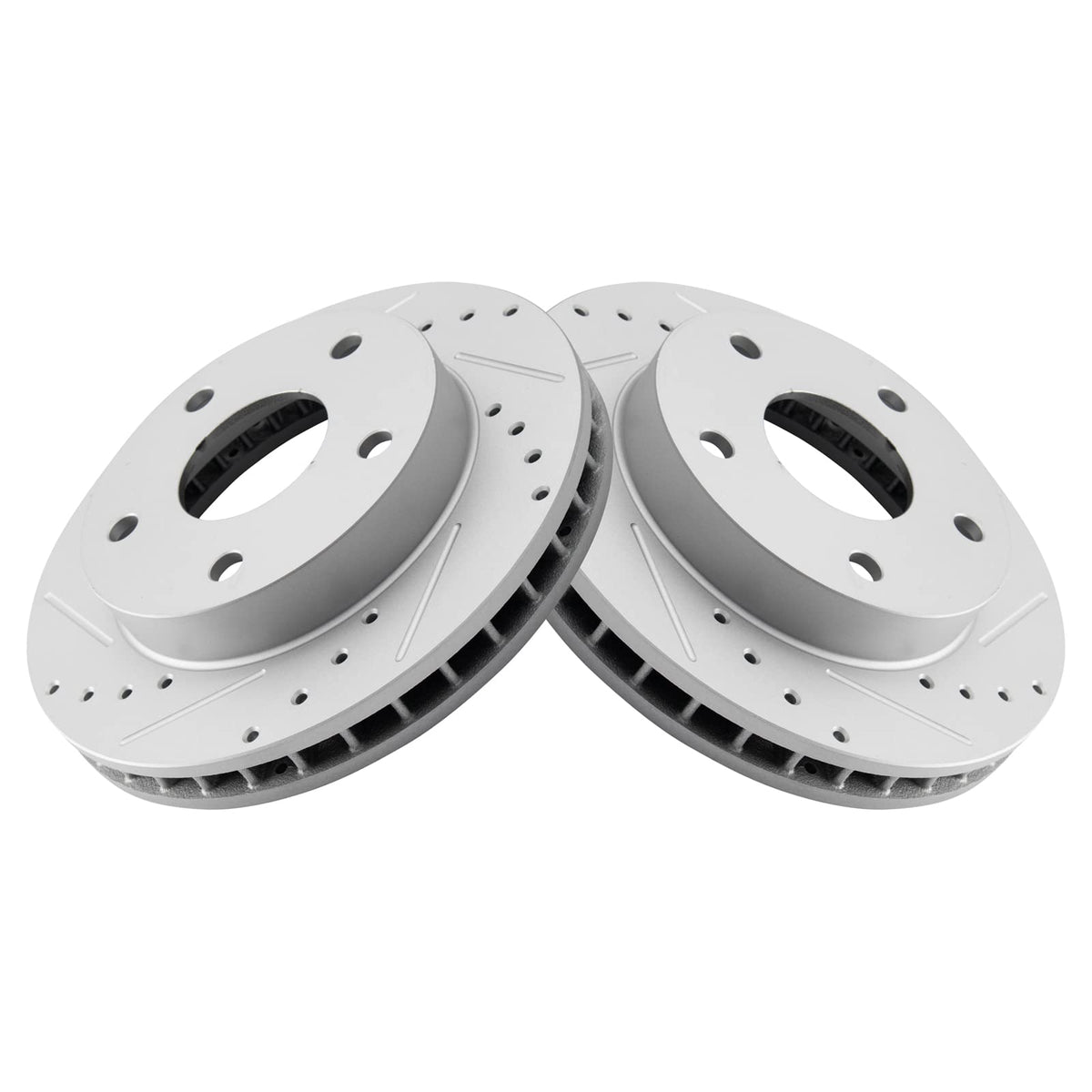Trq Front Performance Brake Rotors Set Premium G-Coated Cross Drilled & Slotted Compatible With 1994-1999 Dodge Ram 1500