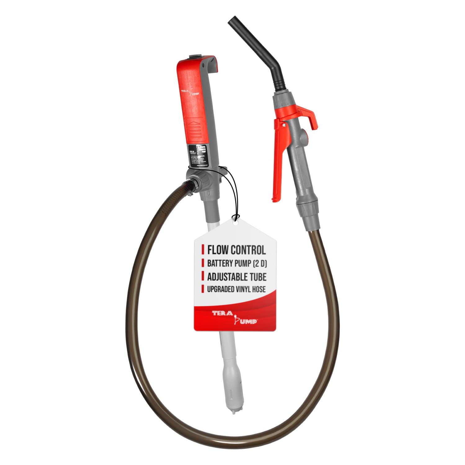 TERA PUMP 2nd Gen Multipurpose Battery Powered Fuel Transfer Pump With Lever Action Style Nozzle - Telescopic Suction Tube for V