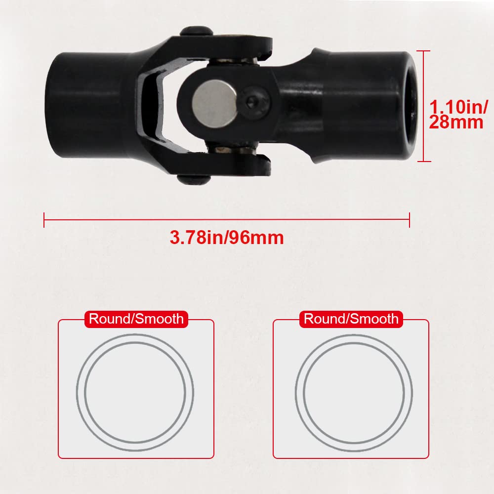 Cool Star Single Steering Joints 3/4'' Round X 3/4'' Round Smooth Round U-Joint Shaft 96Mm 35 Degree Black