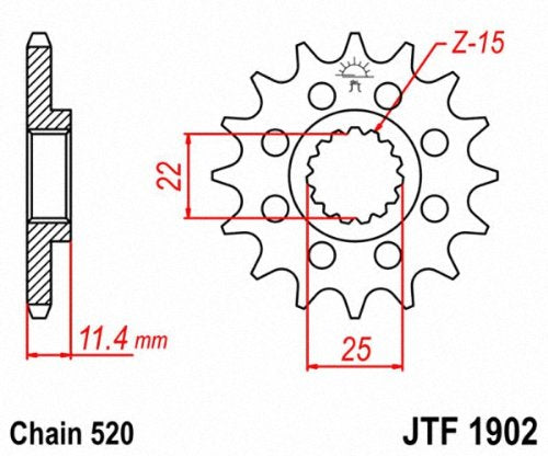 Jt Sprockets Jtf1902.14 14T Steel Front Sprocket , Black , 14 Tooth