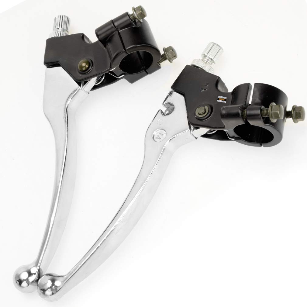 Hiaors Silver Left Right 7/8' 22Mm Clutch Brake Handle Levers Perch For Honda Xr80 Xr100 Crf70 Crf70F Crf80 Crf100 Xr200R Crf450R Xr100 Xr250 Xtreme 125Cc Chinese 110Cc Pit Dirt Motor Bike Motocross