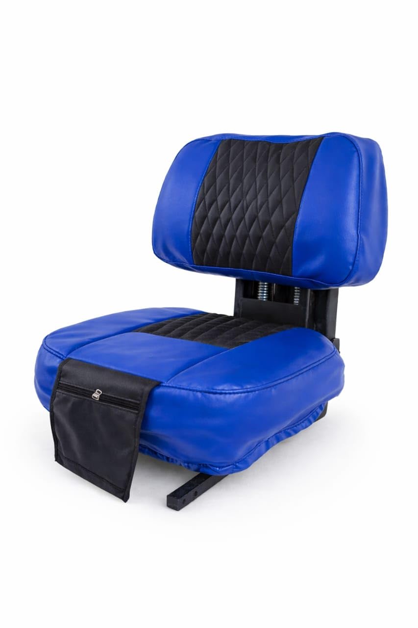 Universal Tractor Seat Cover with Storage, Red and Black, PU Leather, Quilted Design, Compatible with Massey Ferguson John Deere
