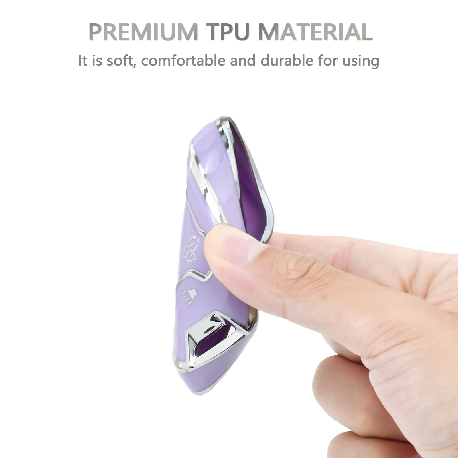 Offcurve Compatible With Gmc Key Fob Cover Key Fob Case For Chevy Suburban Tahoe Terrain Acadia Yukon Silverado Gmc Sierra 1500 2500Hd 3500Hd Car Accessories Smart Key Protector, Purple