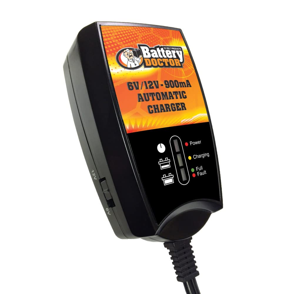 Wirthco 20026 Battery Doctor Black Cec Certified 6/12V 900Ma - Wall Mount Smart Battery Charger/Maintainer