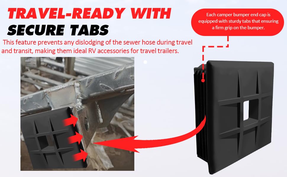 TonGass (2-Pack) 4 RV Bumper Plug End Cap for RV, Camper, Travel, Trailer RV Square Ruber Bumper End Cap Trailer Protective Ca