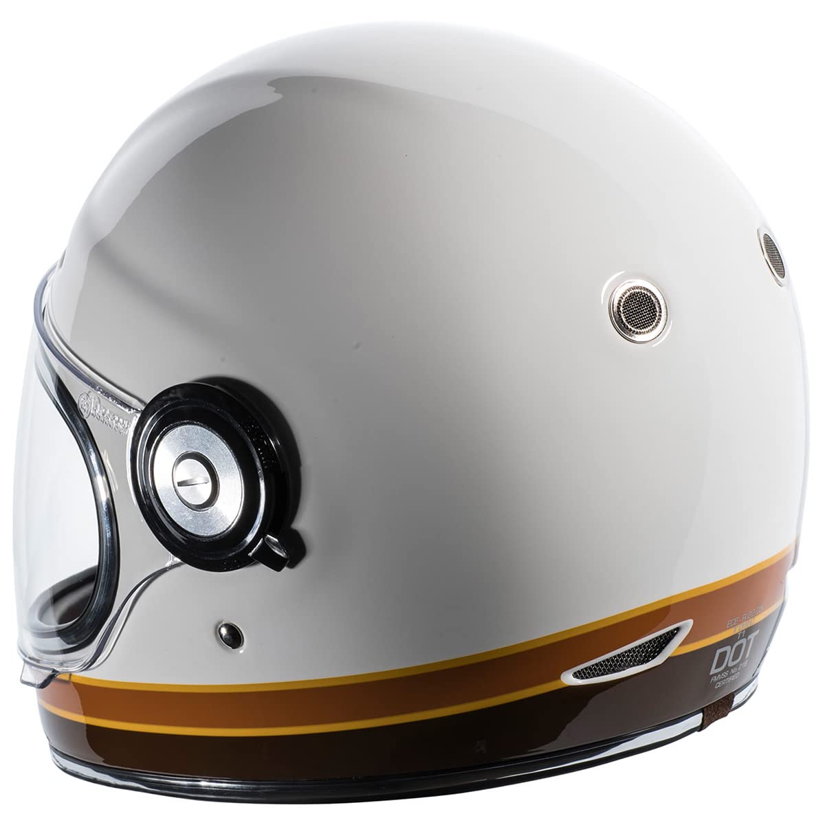 Torc T1 Unisex-Adult Retro Full-Face-Helmet-Style Motorcycle (Iso Bars Gloss White, X-Small)