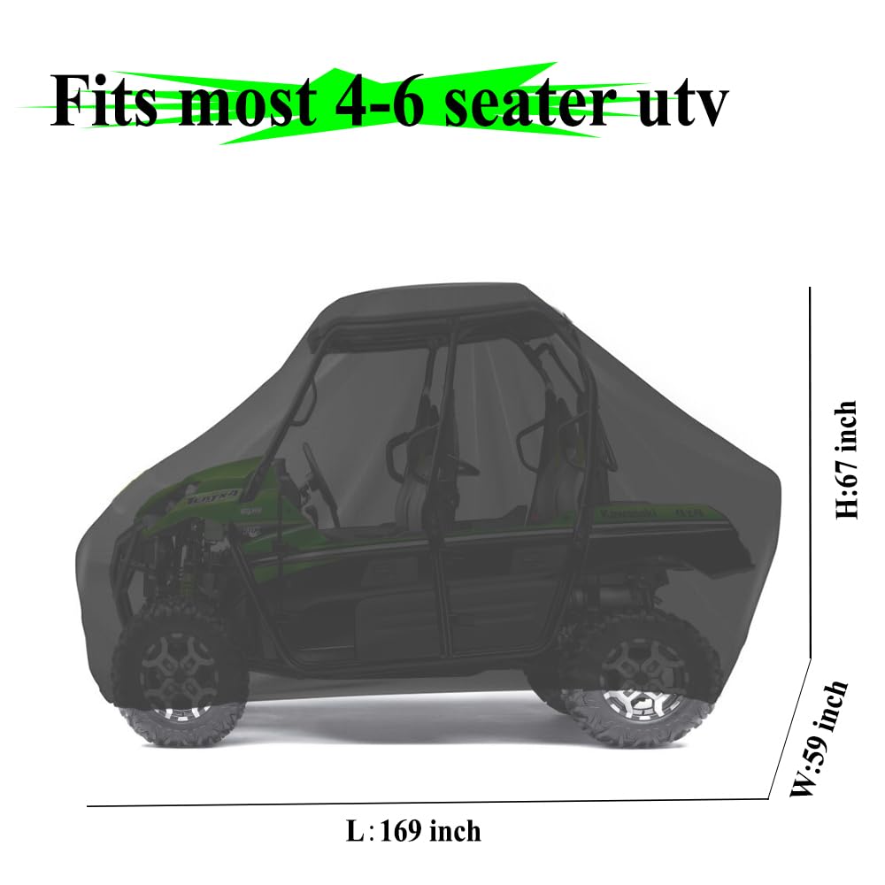 Chikia Utv Cover 4 Seater Compatible With Can Am Polaris Cfmoto Commander Defender Maverick X3 Max Ranger Crew 570 1000 900 Xp General Rzr Uforce 1000 Xl 420D Windproof With Zipper Straps