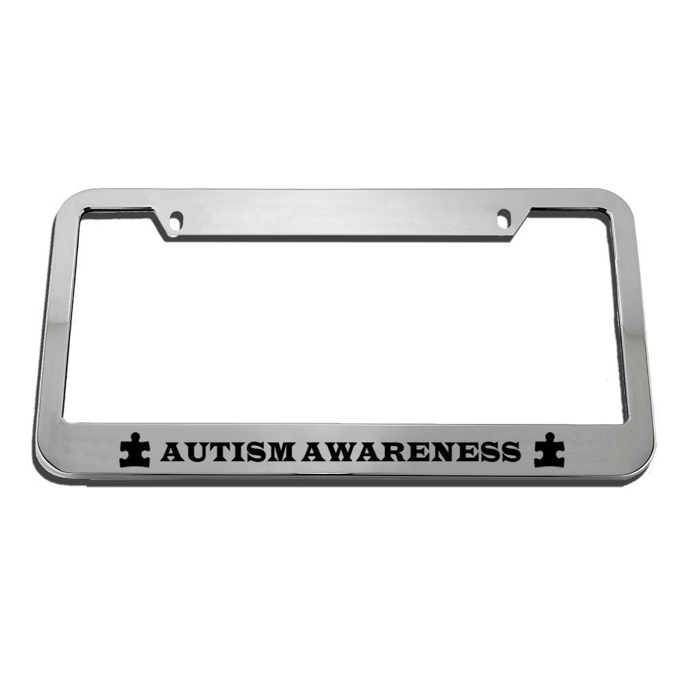 Speedy Pros Autism Awareness Zinc Metal License Plate Frame Car Auto Tag Holder - Chrome 2 Holes