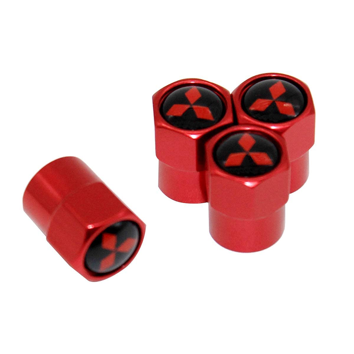 Hisport Hex 016 Red 4Pcs Universal Car Tire Valve Stem Caps Air Cover Fit Mitsubishi Accessories