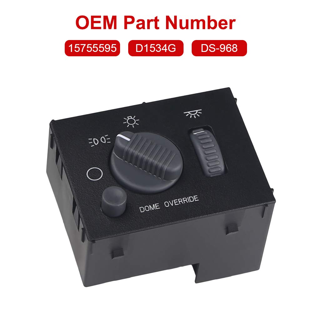 Wmphe Compatible With Headlight Switch Chevy Silverado Suburban 1999-2002 Gmc Sierra 2000-2002 Tahoe Avalanche Yukon Xl Headlamp Dimmer Switch Replace Oe # 15755595 D1534G Ds-968