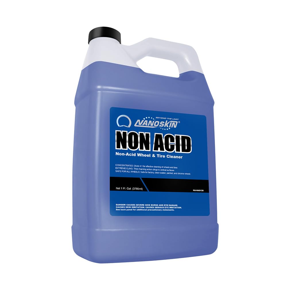 Nanoskin NON ACID Professional Wheel & Tire Cleaner 1 Gallon - Works with Wheel Brush & Tire Brush | Car Wash Wheel Cleaning Spr
