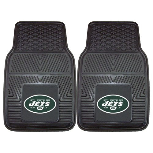 Fanmats 8773 New York Jets 2-Piece Heavy Duty Vinyl Car Mat Set, Front Row Floor Mats, All Weather Protection, Universal Fit, De