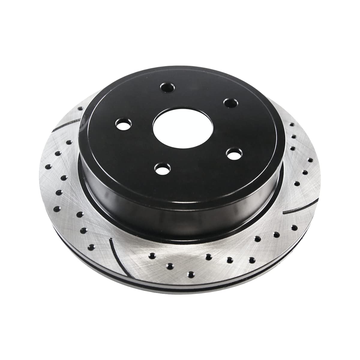 Autoshack Black Hat Drilled And Slotted Brake Rotors Front Brake Rotor Replacement Kit For 2002-2018 Ram 1500 2004-2009 Dodge Durango 2007-2009 Chrysler Aspen 3.0L 3.6L 4.7L 5.7L V8 4Wd Rwd Pr63007Lr