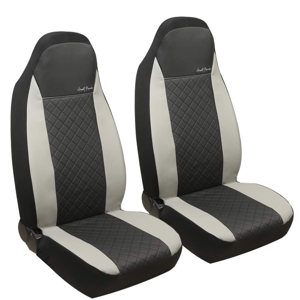 Giant Panda Front Car Bucket Seat Covers, Leather High Back Auto Seat Covers For Cars, Trucks, Jeep, Van, Suv, Pickup, Airbag Co