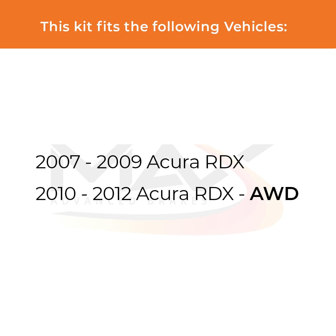 Max Advanced Brakes Rear Brake Kit Compatible With 2007 2008 2009 2010 2011 2012 Acura Rdx Awd Replacement Drilled Slotted Black